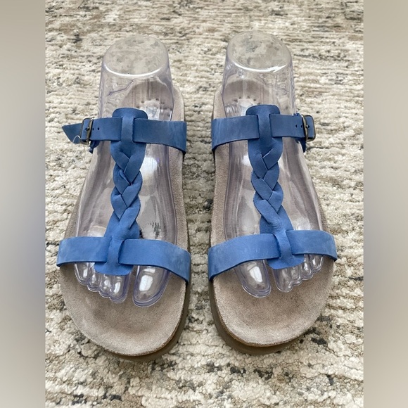 New! MEPHISTO Braided Nubuck Slide Sandals Blue Adjustable Strap Size 39 - Picture 5 of 9
